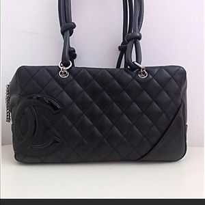 Authentic Chanel Cambon bowler black patent